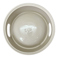 A picture of a Polish Pottery Large Dog Bowl (Peacock in Line) | M110T-54A as shown at PolishPotteryOutlet.com/products/large-dog-bowl-peacock-in-line-m110t-54a