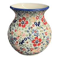 A picture of a Polish Pottery 6" Tall Vase (Full Bloom) | W003S-EO34 as shown at PolishPotteryOutlet.com/products/6-tall-vase-full-bloom-w003s-eo34