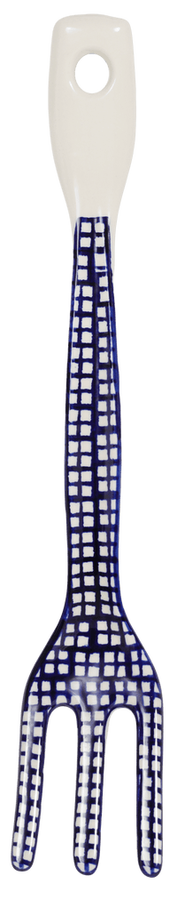 A picture of a Polish Pottery Serving Fork (Windows Around) | W011T-72 as shown at PolishPotteryOutlet.com/products/serving-fork-windows-around