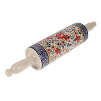 A picture of a Polish Pottery Rolling Pin (Ruby Bouquet) | W012S-DPCS as shown at PolishPotteryOutlet.com/products/rolling-pin-ruby-bouquet