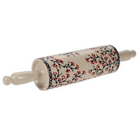 A picture of a Polish Pottery Rolling Pin (Cherry Blossom) | W012S-DPGJ as shown at PolishPotteryOutlet.com/products/rolling-pin-cherry-blossom