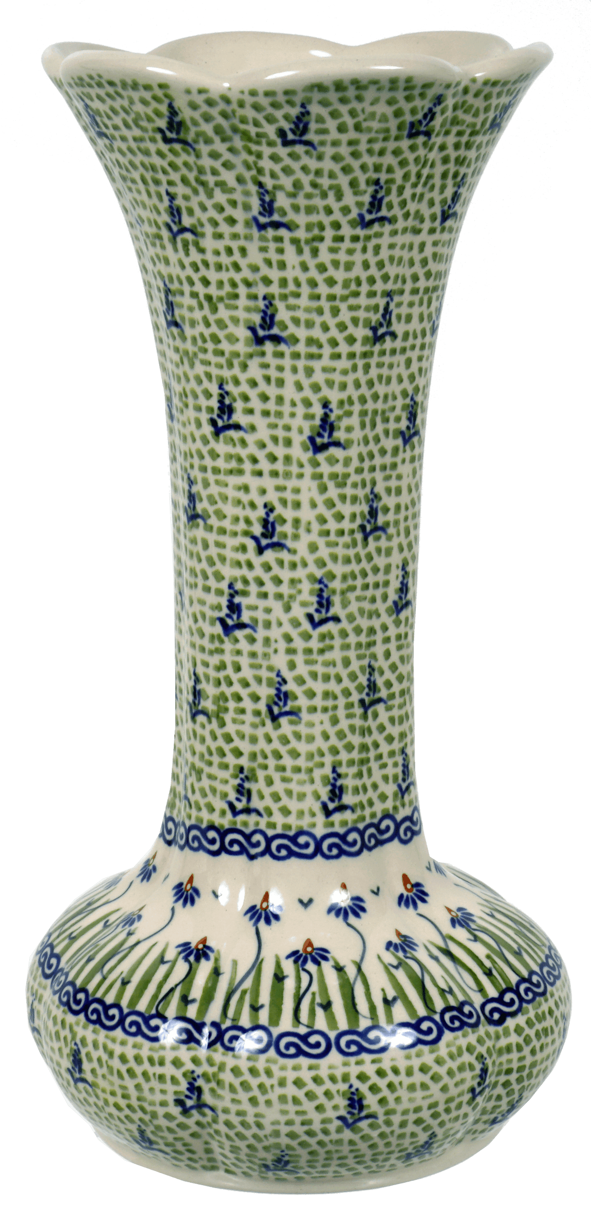 Vase, Tulip Lipped, 12.5" in "Riverbank" by Manufaktura | W014T-MC15