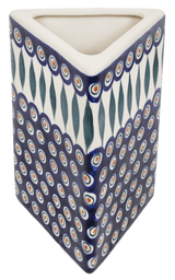 Vase, Triangular, 8" x 4.75" in "Peacock" by Manufaktura | W027T-54