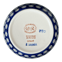A picture of a Polish Pottery 7" Bowl (Peacock in Line) | WR12C-SM1 as shown at PolishPotteryOutlet.com/products/7-bowl-peacock-in-line-wr12c-sm1