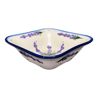 A picture of a Polish Pottery Small Square Bowl (Lavender Fields) | WR12G-BW4 as shown at PolishPotteryOutlet.com/products/small-square-bowl-lavender-fields-wr12g-bw4