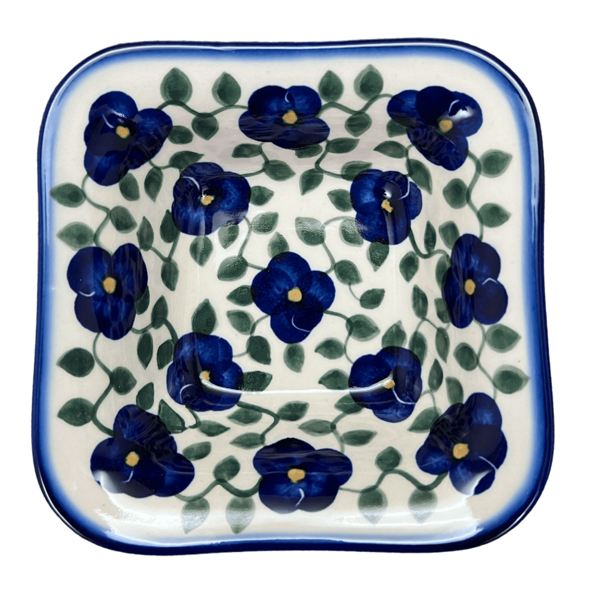 Bowl, Square, 5.25" Small, WR (WR12G) in "Pansy Storm" by W.R. Ceramika | WR12G-EZ3