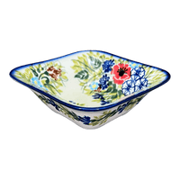 A picture of a Polish Pottery WR Small Square Bowl (Wildflower Bouquet) | WR12G-WR71 as shown at PolishPotteryOutlet.com/products/small-square-bowl-wildflower-bouquet-wr12g-wr71