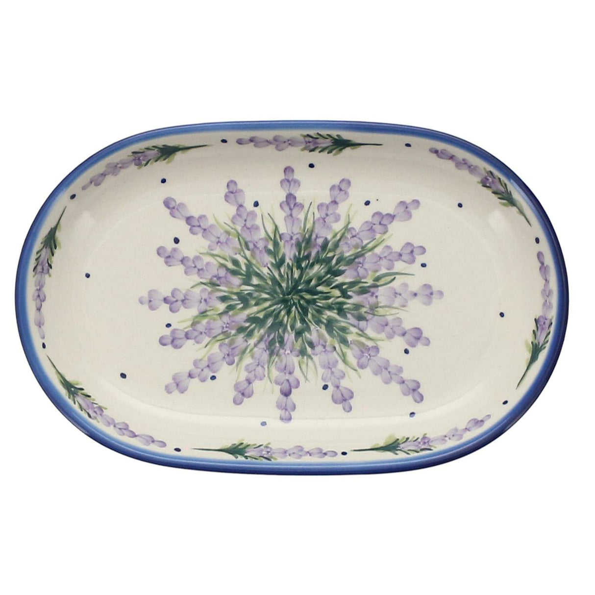 Plate, Roaster, Oval, 7" x 11", WR (WR13B) in "Lavender Fields" by W.R. Ceramika | WR13B-BW4