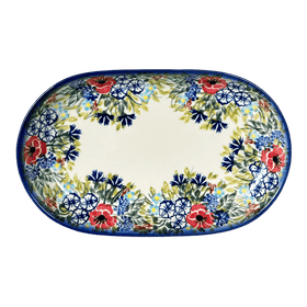 Polish Pottery WR 7" x 11" Oval Roaster (Wildflower Bouquet) | WR13B-WR71 Additional Image at PolishPotteryOutlet.com