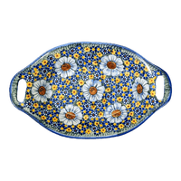 A picture of a Polish Pottery WR Oval Dish W/Handles (Chamomile) | WR13G-RC4 as shown at PolishPotteryOutlet.com/products/oval-dish-w-handles-chamomile-wr13g-rc4