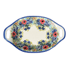 Polish Pottery Oval Dish W/Handles (Wildflower Bouquet) | WR13G-WR71 at PolishPotteryOutlet.com