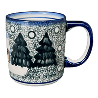 A picture of a Polish Pottery 12 oz. Straight Mug (Winter Cabin) | WR14E-AB1 as shown at PolishPotteryOutlet.com/products/12-oz-straight-mug-winter-cabin-wr14e-ab1
