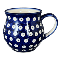 A picture of a Polish Pottery WR 12 oz. Belly Mug (Dot to Dot) | WR14M-SM2 as shown at PolishPotteryOutlet.com/products/12-oz-belly-mug-dot-to-dot-wr14m-sm2
