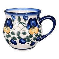 A picture of a Polish Pottery WR Small Belly Mug (Pansy Wreath) | WR14N-EZ2 as shown at PolishPotteryOutlet.com/products/small-belly-mug-pansy-wreath-wr14n-ez2