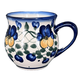 Polish Pottery WR Small Belly Mug (Pansy Wreath) | WR14N-EZ2 Additional Image at PolishPotteryOutlet.com