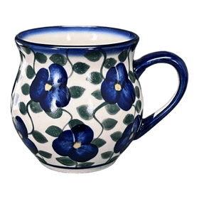 Polish Pottery WR Small Belly Mug (Pansy Storm) | WR14N-EZ3 Additional Image at PolishPotteryOutlet.com