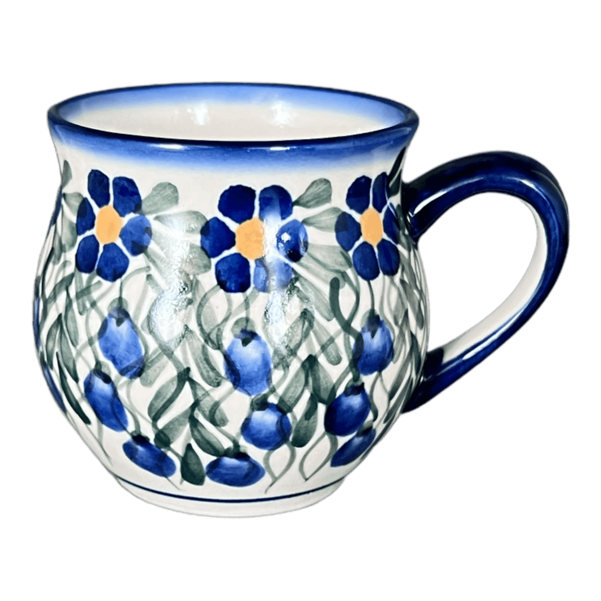 Mug, Belly Mug, 8 oz Small, WR (WR14N) in "Modern Blue Cascade" by W.R. Ceramika | WR14N-GP1