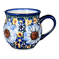 A picture of a Polish Pottery WR Small Belly Mug (Chamomile) | WR14N-RC4 as shown at PolishPotteryOutlet.com/products/small-belly-mug-chamomile-wr14n-rc4