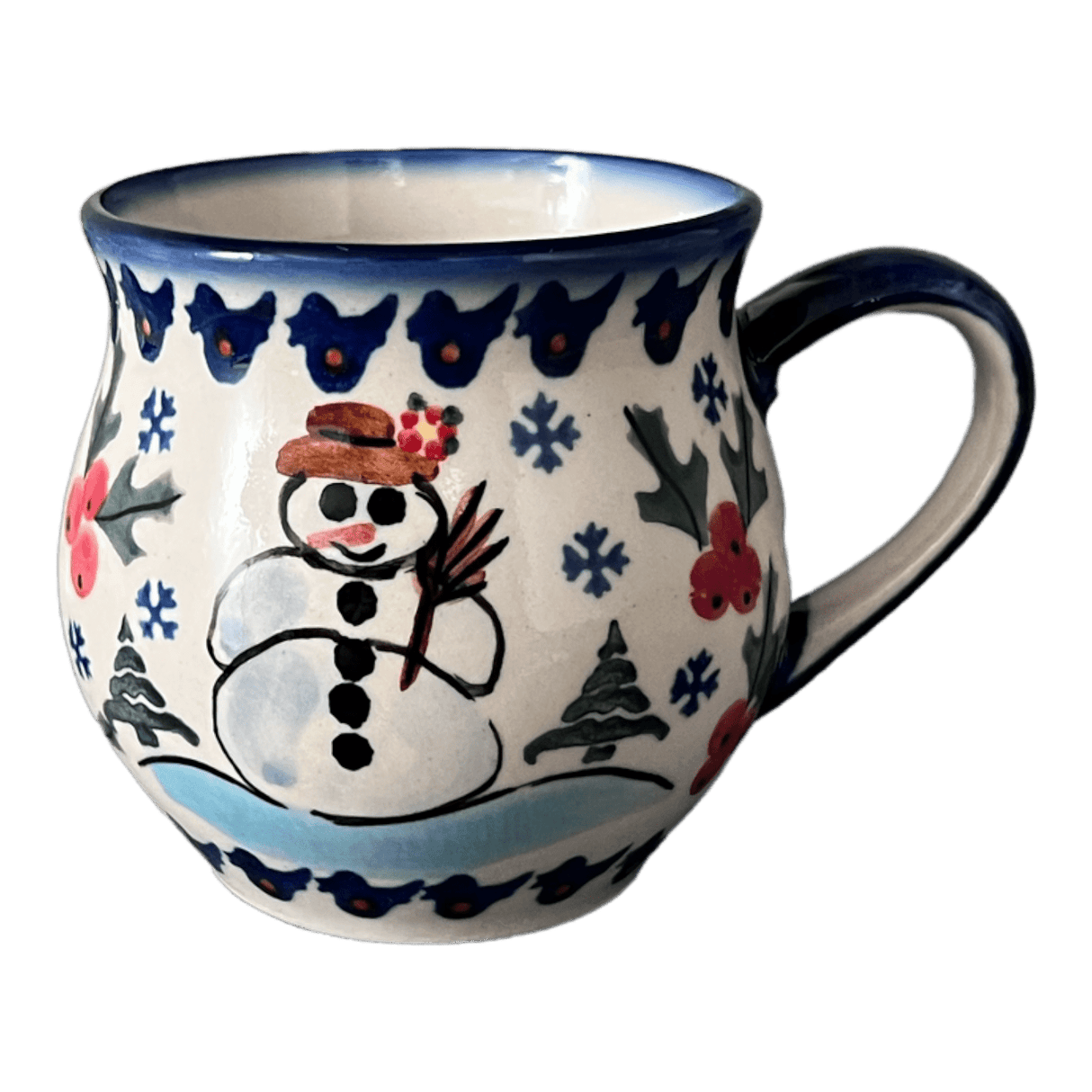 Mug, Belly Mug, 8 oz Small, WR (WR14N) in "Frosty & Friend" by W.R. Ceramika | WR14N-WR11