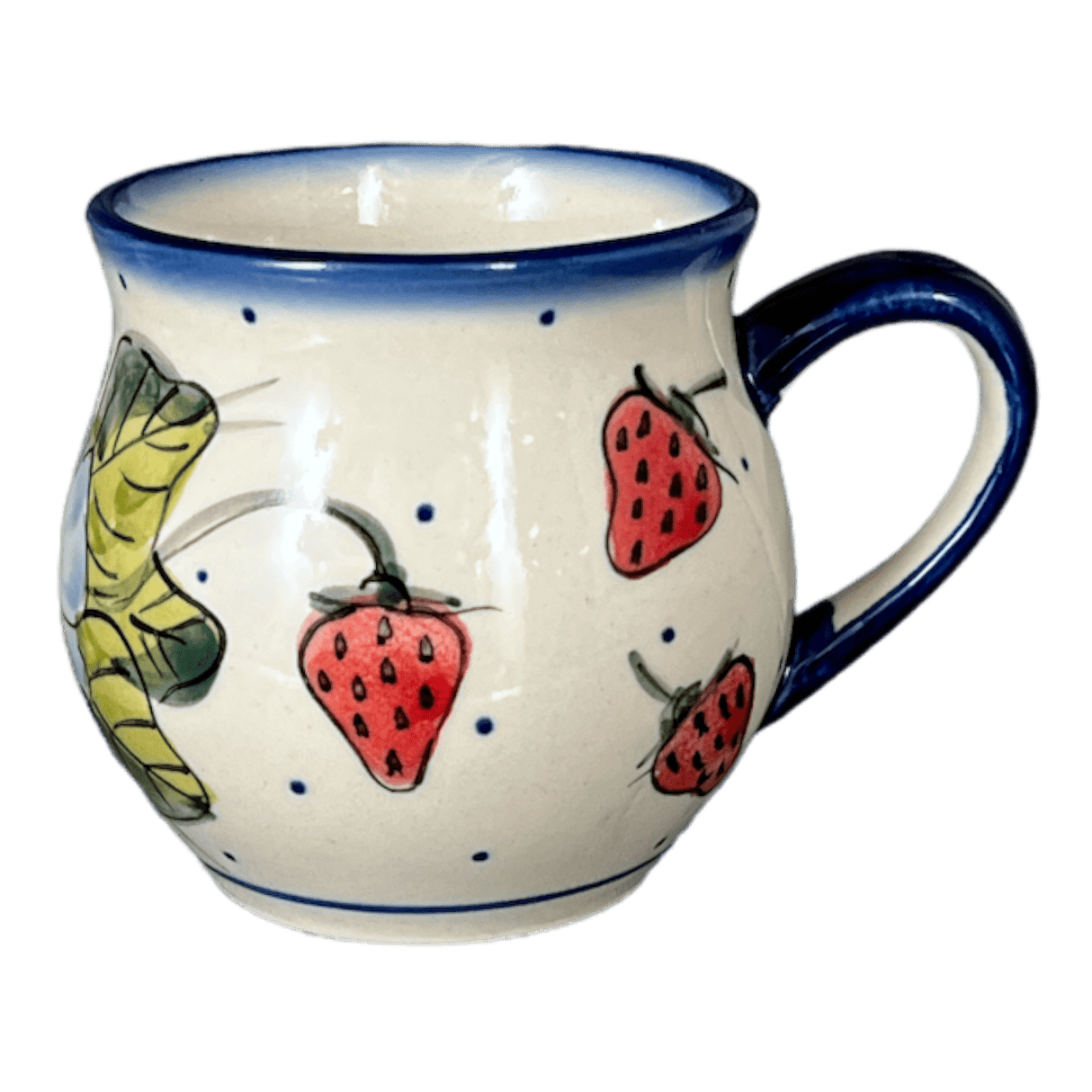 Mug, Belly Mug, 8 oz Small, WR (WR14N) in "Strawberries & Blossoms" by W.R. Ceramika | WR14N-WR2