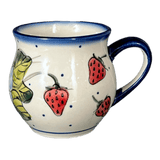 Mug, Belly Mug, 8 oz Small, WR (WR14N) in "Strawberries & Blossoms" by W.R. Ceramika | WR14N-WR2