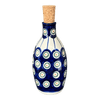 Polish Pottery Small Bottle with Cork (Peacock in Line) | WR2F-SM1 at PolishPotteryOutlet.com