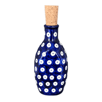 A picture of a Polish Pottery Small Bottle with Cork (Dot to Dot) | WR2F-SM2 as shown at PolishPotteryOutlet.com/products/small-bottle-with-cork-dot-to-dot-wr2f-sm2