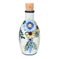 A picture of a Polish Pottery Small Bottle with Cork (Flowers & Tassels) | WR2F-WR5 as shown at PolishPotteryOutlet.com/products/small-bottle-with-cork-flowers-tassels-wr2f-wr5