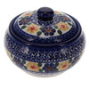 Polish Pottery Round Covered Container (Floral Border) | WR31I-WR16 at PolishPotteryOutlet.com
