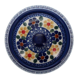 Polish Pottery Round Covered Container (Floral Border) | WR31I-WR16 Additional Image at PolishPotteryOutlet.com