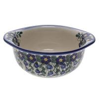 A picture of a Polish Pottery Soup Bowl/Small Casserole (Modern Blue Cascade) | WR51B-GP1 as shown at PolishPotteryOutlet.com/products/soup-bowl-small-casserole-gp1