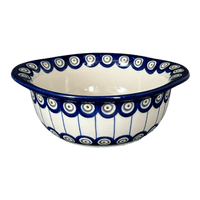 A picture of a Polish Pottery WR Soup Bowl/Small Casserole (Peacock in Line) | WR51B-SM1 as shown at PolishPotteryOutlet.com/products/soup-bowl-small-casserole-peacock-in-line-wr51b-sm1