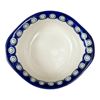 A picture of a Polish Pottery WR Soup Bowl/Small Casserole (Peacock in Line) | WR51B-SM1 as shown at PolishPotteryOutlet.com/products/soup-bowl-small-casserole-peacock-in-line-wr51b-sm1