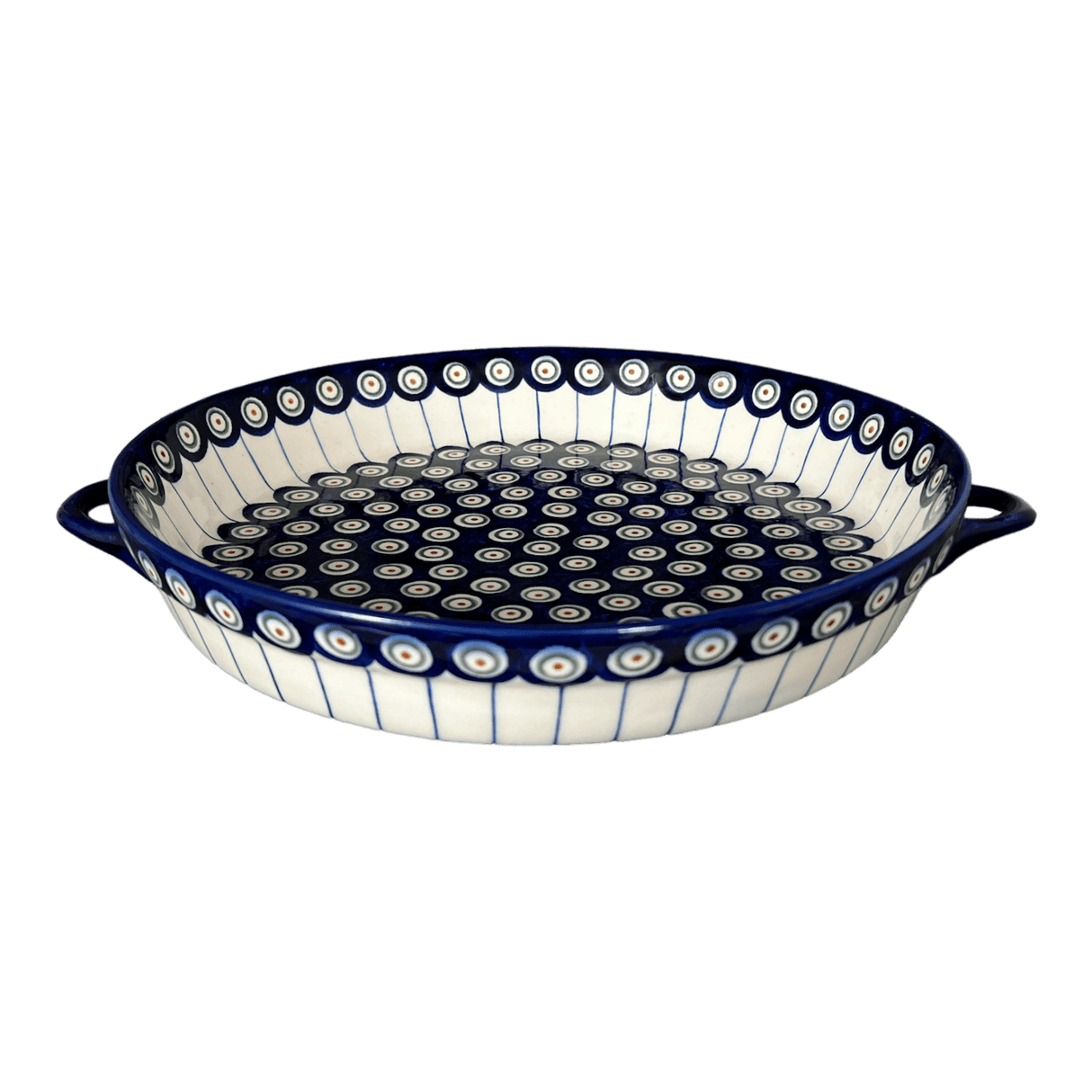 Casserole, Round Dish Handles, 11", WR (WR52C) in "Peacock in Line" by W.R. Ceramika | WR52C-SM1