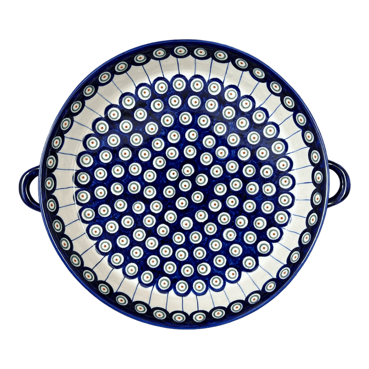 Casserole, Round Dish Handles, 11", WR (WR52C) in "Peacock in Line" by W.R. Ceramika | WR52C-SM1