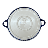 A picture of a Polish Pottery WR 11" Round Casserole Dish With Handles (Mosquito) | WR52C-SM3 as shown at PolishPotteryOutlet.com/products/11-round-casserole-dish-with-handles-mosquito-wr52c-sm3