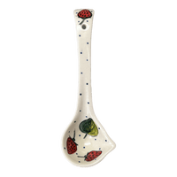A picture of a Polish Pottery Gravy Ladle (Strawberries & Blossoms) | WR55C-WR2 as shown at PolishPotteryOutlet.com/products/gravy-ladle-strawberries-blossoms-wr55c-wr2
