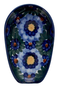 A picture of a Polish Pottery WR 3.5" x 5" Spoon Rest (Impressionist's Dream) | WR55D-AB3 as shown at PolishPotteryOutlet.com/products/spoon-rest-ab3-wr55d-ab3