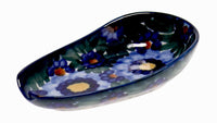 A picture of a Polish Pottery WR 3.5" x 5" Spoon Rest (Impressionist's Dream) | WR55D-AB3 as shown at PolishPotteryOutlet.com/products/spoon-rest-ab3-wr55d-ab3