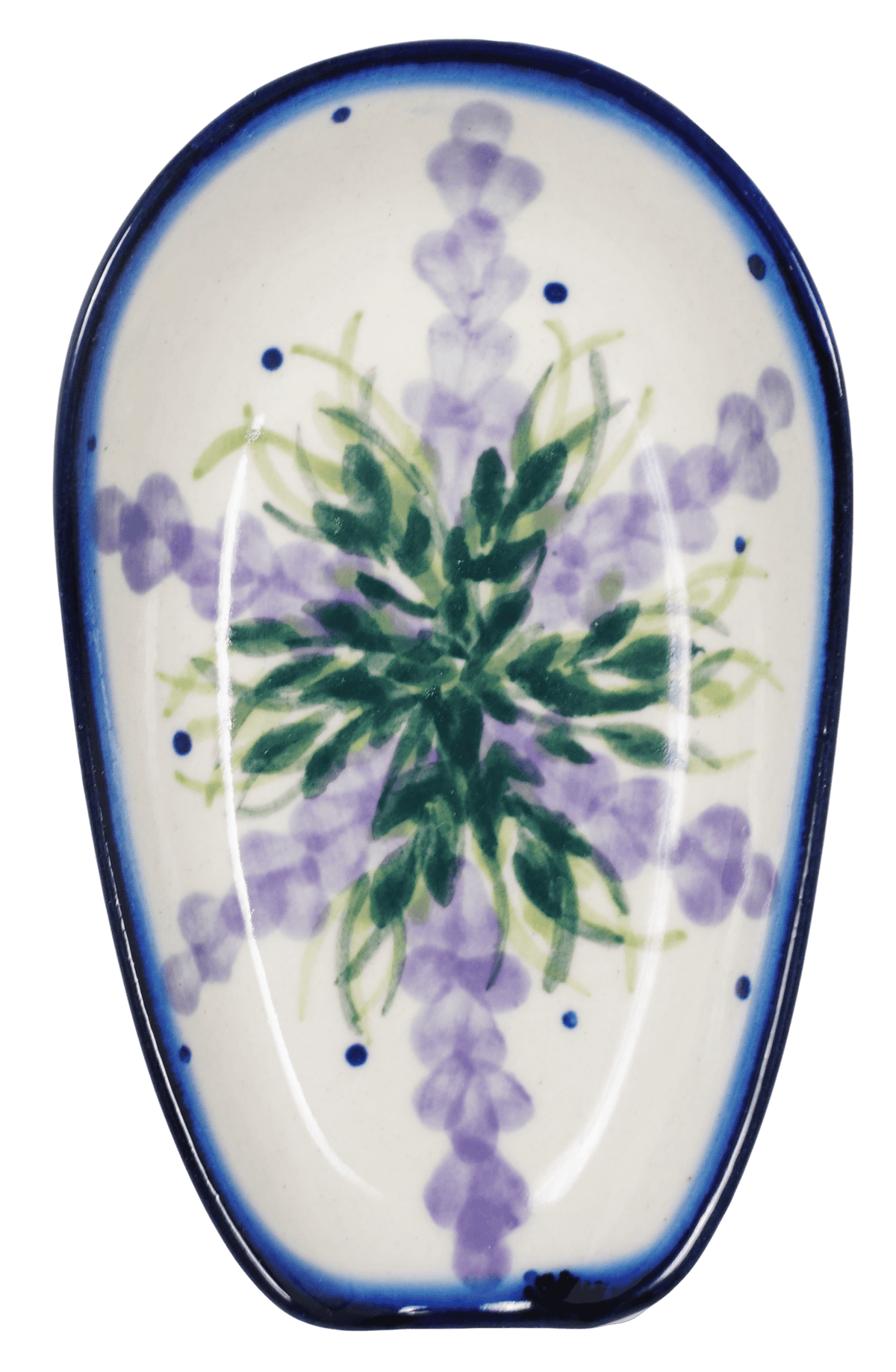 Spoon Rest, 3.5" x 5", WR (WR55D) in "Lavender Fields" by W.R. Ceramika | WR55D-BW4