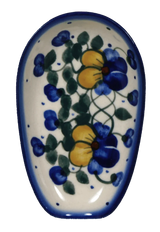 Spoon Rest, 3.5" x 5", WR (WR55D) in "Pansy Wreath" by W.R. Ceramika | WR55D-EZ2