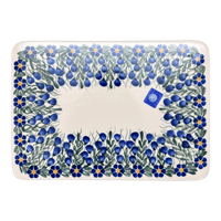 A picture of a Polish Pottery Cutting Board (Modern Blue Cascade) | WR58B-GP1 as shown at PolishPotteryOutlet.com/products/cutting-board-modern-blue-cascade-wr58b-gp1