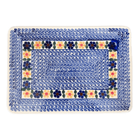 A picture of a Polish Pottery Cutting Board (Floral Border) | WR58B-WR16 as shown at PolishPotteryOutlet.com/products/cutting-board-floral-border-wr58b-wr16