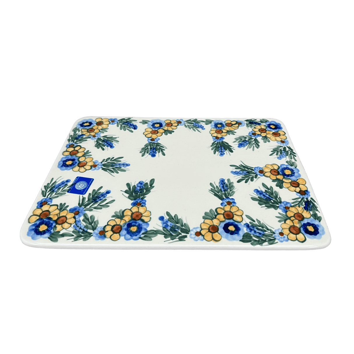 Cutting Board, Rectangular, 8" x 12", WR (WR58B) in "Flowers & Tassels" by W.R. Ceramika | WR58B-WR5