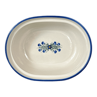 A picture of a Polish Pottery Covered Oval Baker (Modern Blue Cascade) | WR60A-GP1 as shown at PolishPotteryOutlet.com/products/covered-oval-baker-modern-blue-cascade-wr60a-gp1