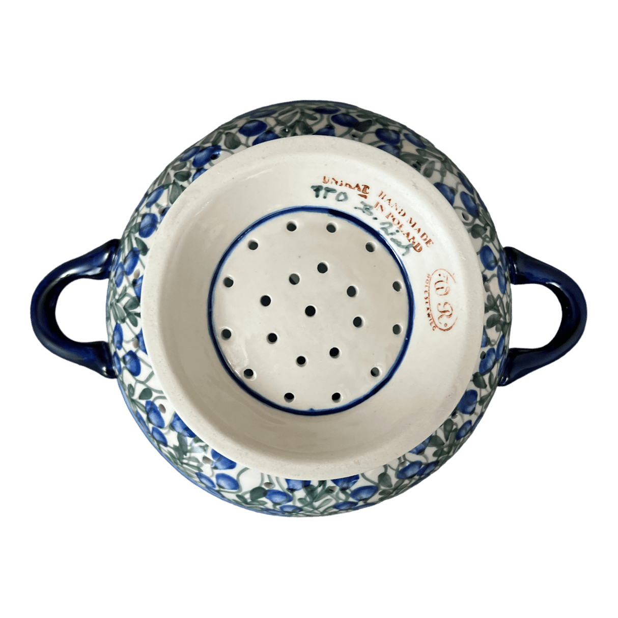 Bowl, Round, Colander/Berry, 7.75", WR (WR62A) in "Modern Blue Cascade" by W.R. Ceramika | WR62A-GP1