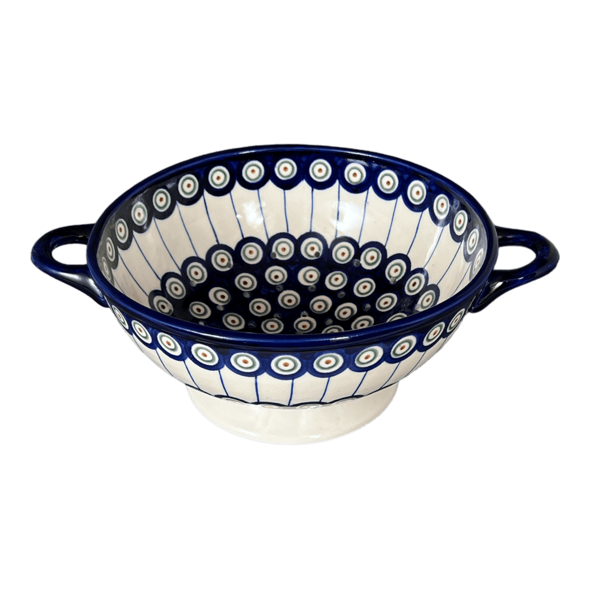 Bowl, Round, Colander/Berry, 7.75", WR (WR62A) in "Peacock in Line" by W.R. Ceramika | WR62A-SM1