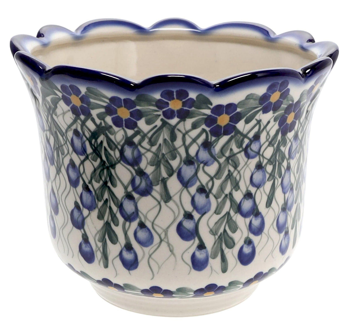 Flower Pot, Scalloped, WR (WR66B) in "Modern Blue Cascade" by W.R. Ceramika | WR66B-GP1