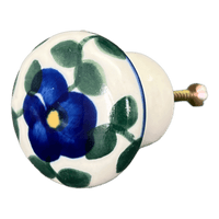 A picture of a Polish Pottery Drawer Pulls (Pansy Storm) | WR67A-EZ3 as shown at PolishPotteryOutlet.com/products/drawer-pulls-pansy-storm-wr67a-ez3