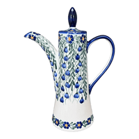 A picture of a Polish Pottery Teapot, 1.1 Liter "Opus", WR (WR8G) in "Modern Blue Cascade" by W.R. Ceramika | WR8G-GP1 as shown at PolishPotteryOutlet.com/products/1-1-liter-opus-teapot-modern-blue-cascade-wr8g-gp1